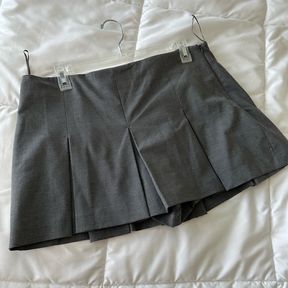 NWT | VIRAL ZARA PLEATED MINI SKIRT | MID-GRAY | US WOMENS XL | REF 7385/524